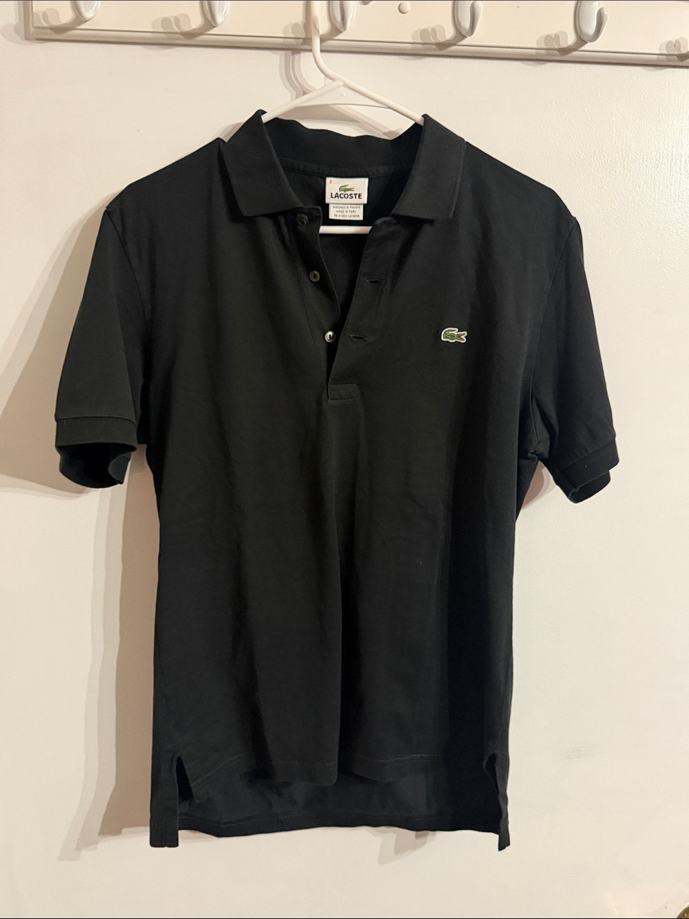 Lacoste Men’s Black Polo with Green Crocodile Logo NWOT